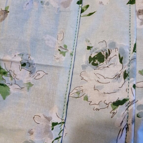 New Boho Roses Floral Tote Shopper shoulder Bag Blue Gray Double handle Carryall - Picture 11 of 12